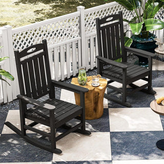 Set of 2 Outdoor HDPE Rocking Chairs for Adults – Oversized Patio Rockers for Porch, Garden & Lawn
