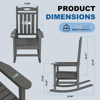 Set of 2 Outdoor HDPE Rocking Chairs for Adults – Oversized Patio Rockers for Porch, Garden & Lawn