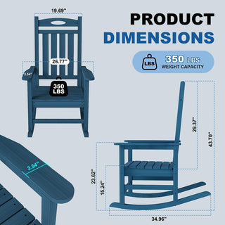 Set of 2 Outdoor HDPE Rocking Chairs for Adults – Oversized Patio Rockers for Porch, Garden & Lawn