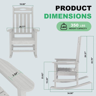 Set of 2 Outdoor HDPE Rocking Chairs for Adults – Oversized Patio Rockers for Porch, Garden & Lawn