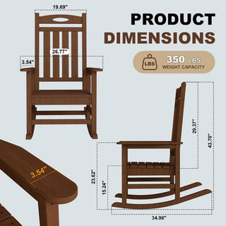 Set of 2 Outdoor HDPE Rocking Chairs for Adults – Oversized Patio Rockers for Porch, Garden & Lawn
