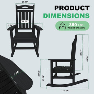 Set of 2 Outdoor HDPE Rocking Chairs for Adults – Oversized Patio Rockers for Porch, Garden & Lawn