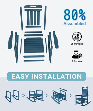 Set of 2 Outdoor HDPE Rocking Chairs for Adults – Oversized Patio Rockers for Porch, Garden & Lawn