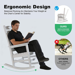 Set of 2 Outdoor HDPE Rocking Chairs for Adults – Oversized Patio Rockers for Porch, Garden & Lawn