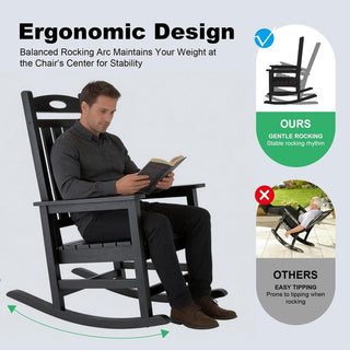Set of 2 Outdoor HDPE Rocking Chairs for Adults – Oversized Patio Rockers for Porch, Garden & Lawn