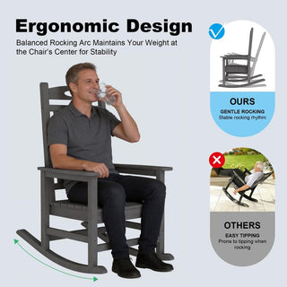 Set of 2 Outdoor HDPE Rocking Chairs for Adults – Oversized Patio Rockers for Porch, Garden & Lawn