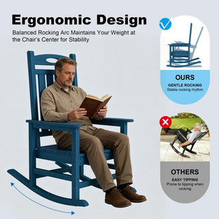 Set of 2 Outdoor HDPE Rocking Chairs for Adults – Oversized Patio Rockers for Porch, Garden & Lawn