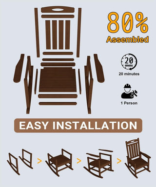 Set of 2 Outdoor HDPE Rocking Chairs for Adults – Oversized Patio Rockers for Porch, Garden & Lawn