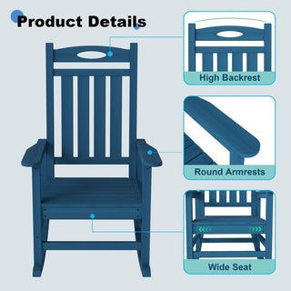 Set of 2 Outdoor HDPE Rocking Chairs for Adults – Oversized Patio Rockers for Porch, Garden & Lawn