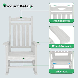 Set of 2 Outdoor HDPE Rocking Chairs for Adults – Oversized Patio Rockers for Porch, Garden & Lawn