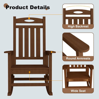 Set of 2 Outdoor HDPE Rocking Chairs for Adults – Oversized Patio Rockers for Porch, Garden & Lawn
