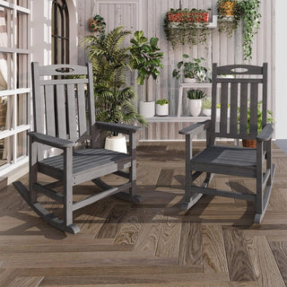 Set of 2 Outdoor HDPE Rocking Chairs for Adults – Oversized Patio Rockers for Porch, Garden & Lawn