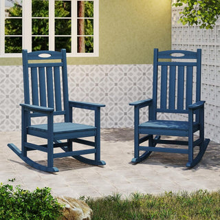 Set of 2 Outdoor HDPE Rocking Chairs for Adults – Oversized Patio Rockers for Porch, Garden & Lawn