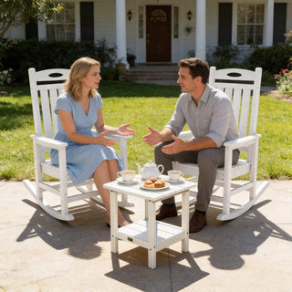 Set of 2 Outdoor HDPE Rocking Chairs for Adults – Oversized Patio Rockers for Porch, Garden & Lawn