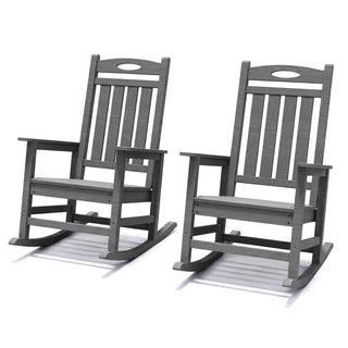 Set of 2 Outdoor HDPE Rocking Chairs for Adults – Oversized Patio Rockers for Porch, Garden & Lawn