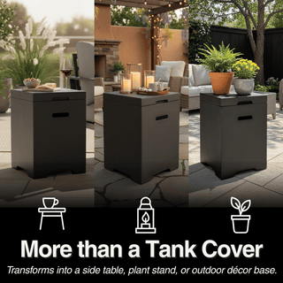 Propane Tank Cover Table, Outdoor Cylinder Hideaway Table for Gas Fire Pit and Gas Griddle, Outdoor Side Table for Fire Pit, Light Concrete