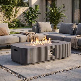 48.2-Inch Rectangular MgO Propane Fire Pit Table, 50,000 BTU Outdoor Gas Fire Pit for Patio & Backyard