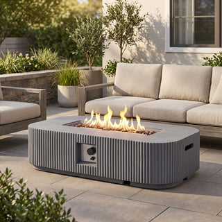 48.2-Inch Rectangular MgO Propane Fire Pit Table, 50,000 BTU Outdoor Gas Fire Pit for Patio & Backyard