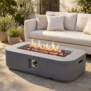 48.2-Inch Rectangular MgO Propane Fire Pit Table, 50,000 BTU Outdoor Gas Fire Pit for Patio & Backyard