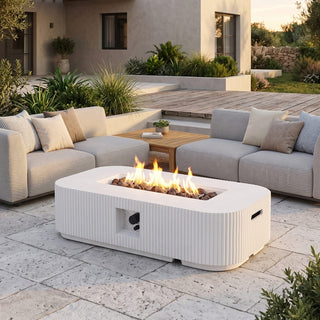 48.2-Inch Rectangular MgO Propane Fire Pit Table, 50,000 BTU Outdoor Gas Fire Pit for Patio & Backyard