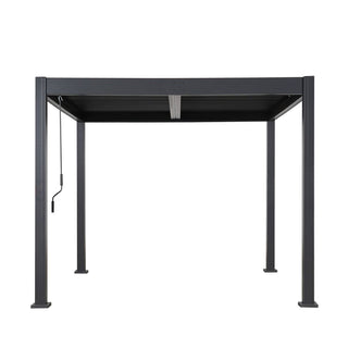 9.75x9.75FT Black Aluminum Outdoor Pergola with Adjustable Louvered Roof, Modern Patio Shade Structure for Garden, Deck & Backyard