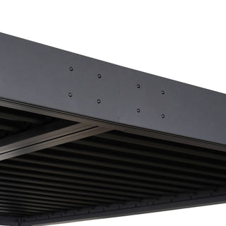 9.75x9.75FT Black Aluminum Outdoor Pergola with Adjustable Louvered Roof, Modern Patio Shade Structure for Garden, Deck & Backyard
