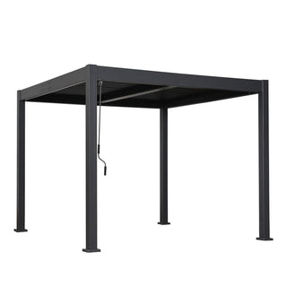 9.75x9.75FT Black Aluminum Outdoor Pergola with Adjustable Louvered Roof, Modern Patio Shade Structure for Garden, Deck & Backyard