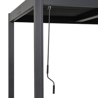 9.75x9.75FT Black Aluminum Outdoor Pergola with Adjustable Louvered Roof, Modern Patio Shade Structure for Garden, Deck & Backyard