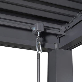 9.75x9.75FT Black Aluminum Outdoor Pergola with Adjustable Louvered Roof, Modern Patio Shade Structure for Garden, Deck & Backyard
