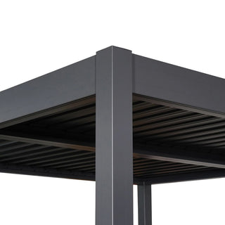 9.75x9.75FT Black Aluminum Outdoor Pergola with Adjustable Louvered Roof, Modern Patio Shade Structure for Garden, Deck & Backyard