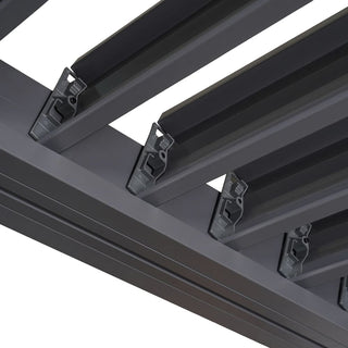 9.75x9.75FT Black Aluminum Outdoor Pergola with Adjustable Louvered Roof, Modern Patio Shade Structure for Garden, Deck & Backyard