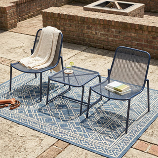 3-Piece Outdoor Patio Conversation Set, Iron Frame Bistro Set with 2 Mesh Chairs & Side Table