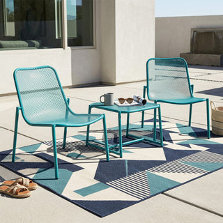 3-Piece Outdoor Patio Conversation Set, Iron Frame Bistro Set with 2 Mesh Chairs & Side Table