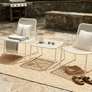 3-Piece Outdoor Patio Conversation Set, Iron Frame Bistro Set with 2 Mesh Chairs & Side Table