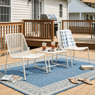 3-Piece Outdoor Patio Conversation Set, Iron Frame Bistro Set with 2 Mesh Chairs & Side Table