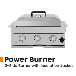 32" Built-In LPG Gas Grill Outdoor Kitchen, 4-Burner 60,000 BTU Stainless Steel Grill with Infrared Rear Burner, Sink, Storage & BBQ Tool Set