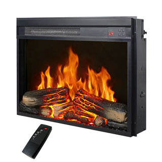 23"/26" Electric Fireplace Insert – Ultra-Thin Heater with Realistic Log & Flame, Remote Control, Timer & Overheat Protection