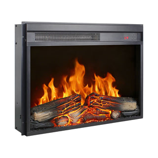 23"/26" Electric Fireplace Insert – Ultra-Thin Heater with Realistic Log & Flame, Remote Control, Timer & Overheat Protection