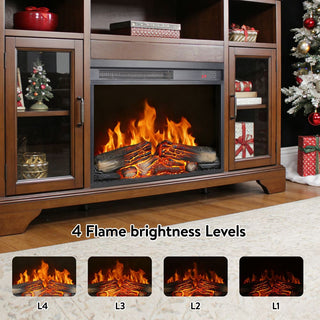 23"/26" Electric Fireplace Insert – Ultra-Thin Heater with Realistic Log & Flame, Remote Control, Timer & Overheat Protection