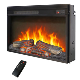 23"/26" Electric Fireplace Insert – Ultra-Thin Heater with Realistic Log & Flame, Remote Control, Timer & Overheat Protection