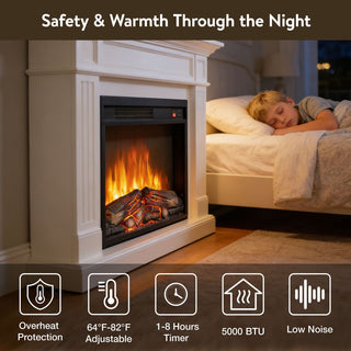 23"/26" Electric Fireplace Insert – Ultra-Thin Heater with Realistic Log & Flame, Remote Control, Timer & Overheat Protection