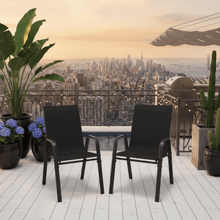 6-Piece Outdoor Patio Dining Chairs Set, Waterproof Teslin Fabric Chairs with Rust-Resistant Metal Frame, 350 lbs Weight Capacity,