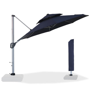 11ft Octagon Aluminum Cantilever Patio Umbrella with 360° Rotation & Cover – Outdoor Market Shade