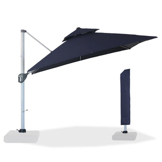 10 Ft Square Aluminum 360° Cantilever Patio Umbrella with Cover – Outdoor Yard Market Shade
