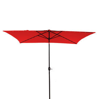 10Ft Outdoor Rectangular Umbrella with 26 Solar-Powered LED Lights, Crank and Tilt