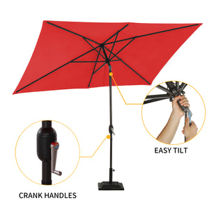 10 ft. Aluminum Rectanglar Market Patio Umbrella in Navy Blue/Red/Tan/Lake Blue/Gray