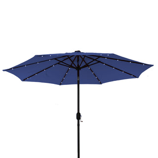 9-ft Aluminum Navy/ Lake Blue/ Tan/ Red Crank Market Patio Umbrella with Lights