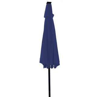 9-ft Aluminum Navy/ Lake Blue/ Tan/ Red Crank Market Patio Umbrella with Lights