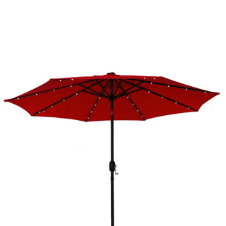 9-ft Aluminum Navy/ Lake Blue/ Tan/ Red Crank Market Patio Umbrella with Lights