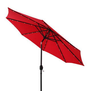 9-ft Aluminum Navy/ Lake Blue/ Tan/ Red Crank Market Patio Umbrella with Lights